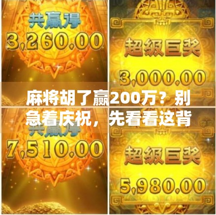 麻将胡了赢200万?别急着庆祝,先看看这背后藏着的隐形陷阱