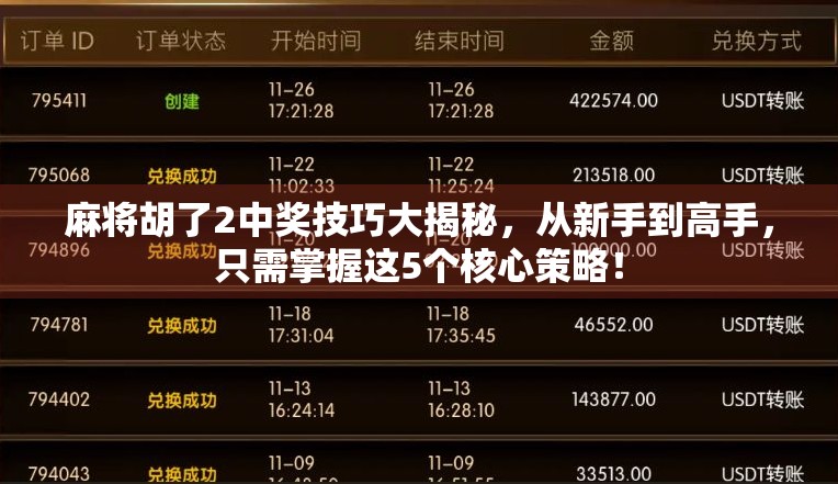 麻将胡了2中奖技巧大揭秘,从新手到高手,只需掌握这5个核心策略! 麻将胡了2中奖技巧大揭秘,从新手到高手,只需掌握这5个核心策略!