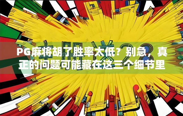 PG麻将胡了胜率太低？别急，真正的问题可能藏在这三个细节里！