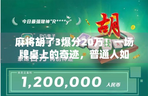 麻将胡了3爆分20万！一场牌桌上的奇迹，普通人如何靠运气+策略逆袭人生？