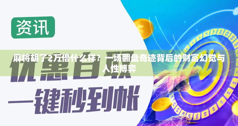 麻将胡了2万倍什么样？一场翻盘奇迹背后的财富幻觉与人性博弈